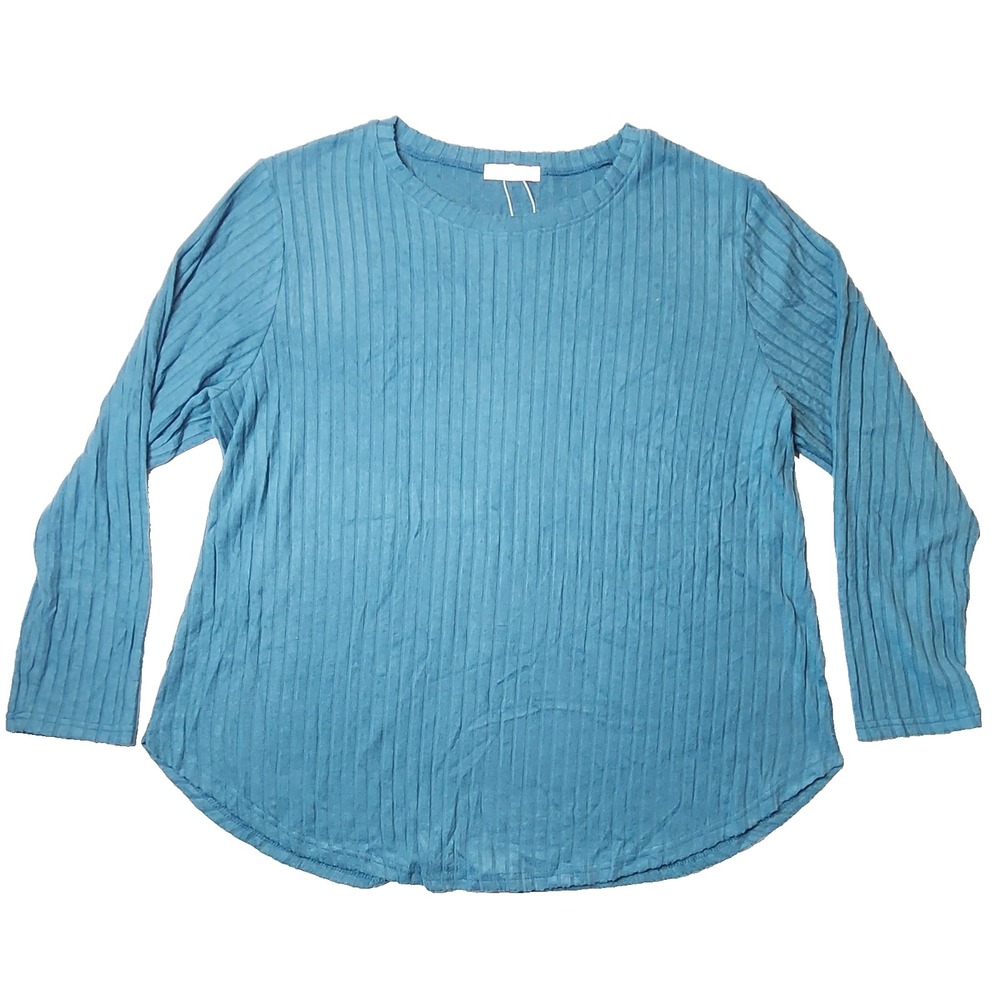 Fantaslook Ribbed Knit Top Scoop Neck Balloon Sleeve Shirt Size 3XL